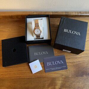 Bulova NEW Ladies Rose Gold Diamond Watch With Certificate & Box Style 97P106 NW